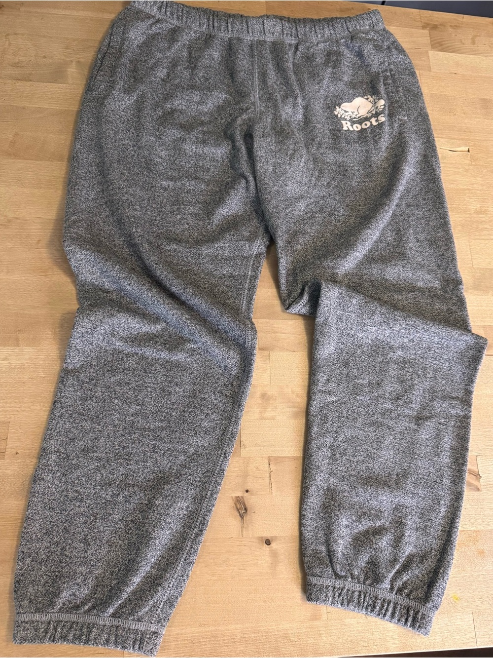 Roots Men's Heather Gray Sweatpants with White Logo